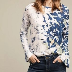 Anthropologie Akemi Kin Top Size M Graffito Abstract Long Flare Sleeves Cotto295